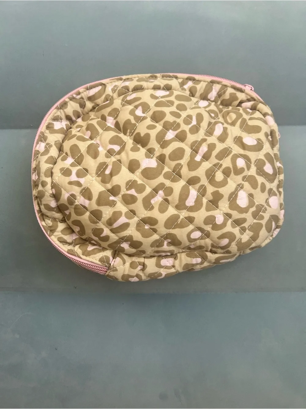 Quilted Kids Leopard Print Pouch - Pink Trim